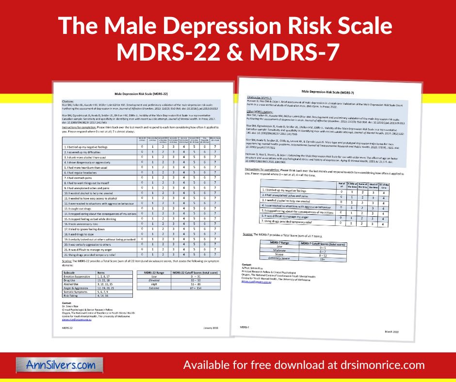 Male Depression Risk Scale MDRS 22 and MDRS 7 Rice