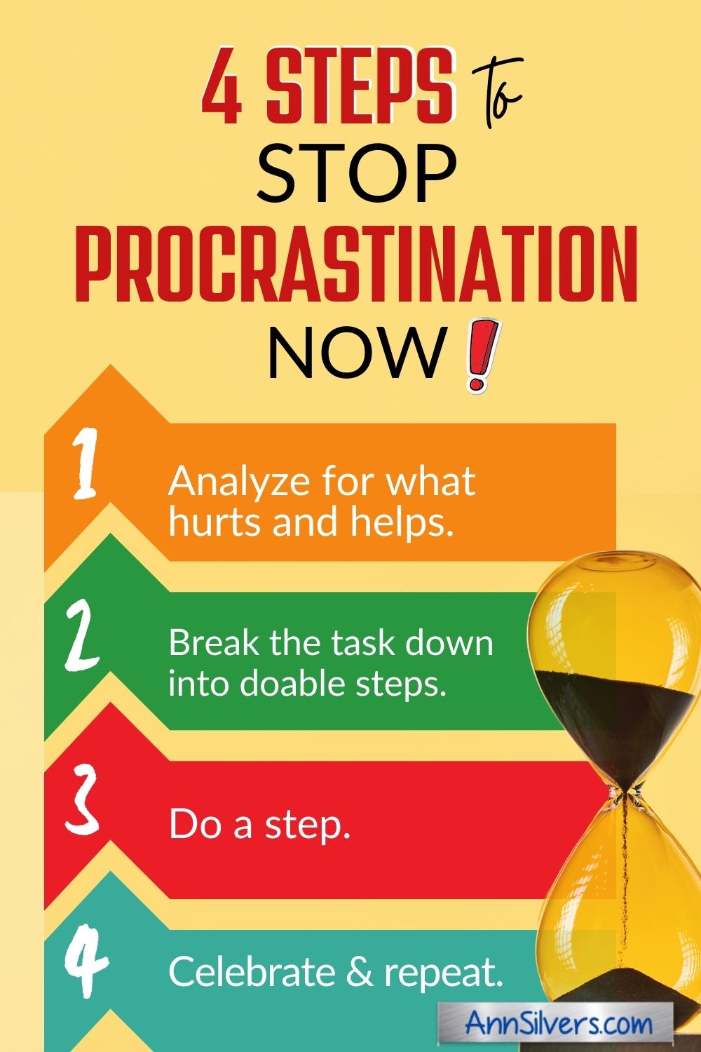 4 steps to stop procrastination infographic