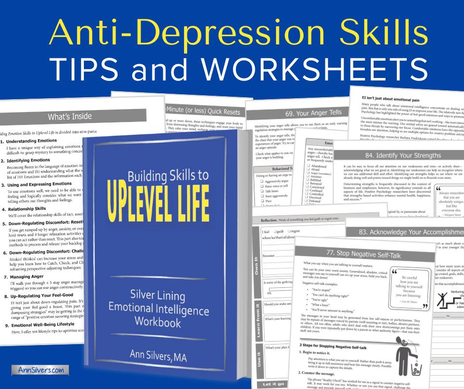 Anti-Depression Skills, Tips, Techniques, Worksheets