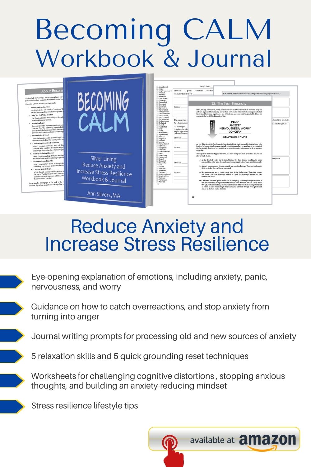 Becoming Calm: Silver Lining Reduce Anxiety and Increase Stress Resilience Workbook and Journal 