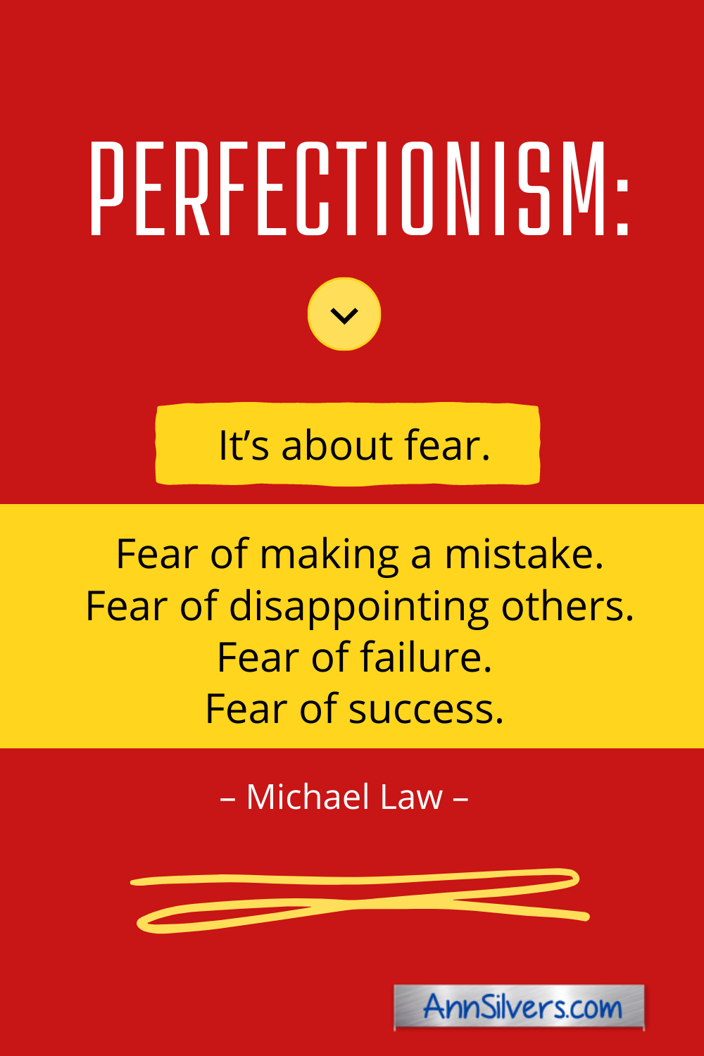 What is perfectionism? Perfectionism is about fear. Quote