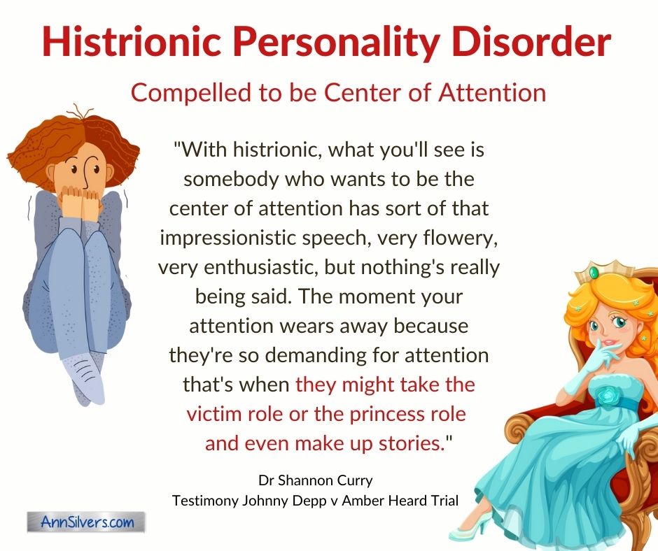 Histrionic Personality Disorder victim role princess role Center of Attention