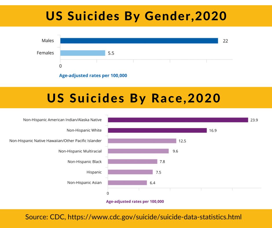 Male suicide rate vs female