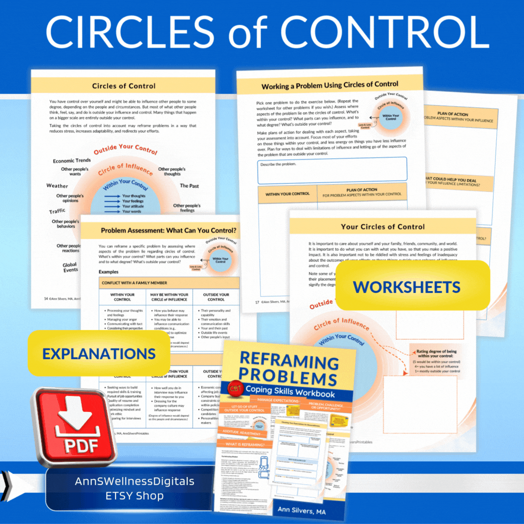 Reframing Problems: CBT Coping Skills Worksheets Workbook Worksheets pdf Download, Printable, Digital