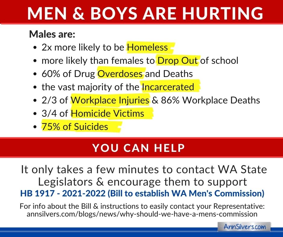 Man and Boys are Hurting, Why we need a Men's Commission in WA State
