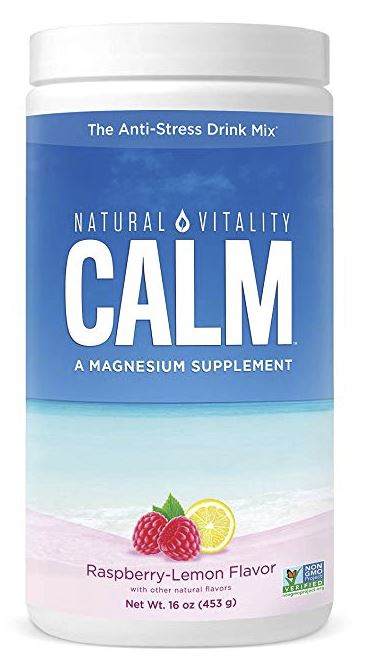 Natural Vitality Calm,  Magnesium Citrate Supplement, Anti-Stress Drink Mix Powder, Raspberry Lemon