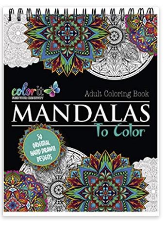 Mandala Coloring Book For Adults With Thick Artist Quality Paper, Hardback Covers, and Spiral Binding by ColorIt , Anti-Anxiety Stress Relieving Gift for people with anxiety