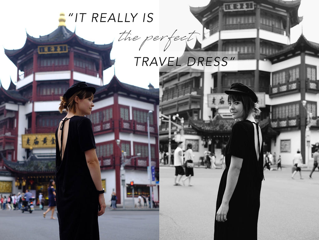 Leah  WEARS the wanderer dress in shanghai