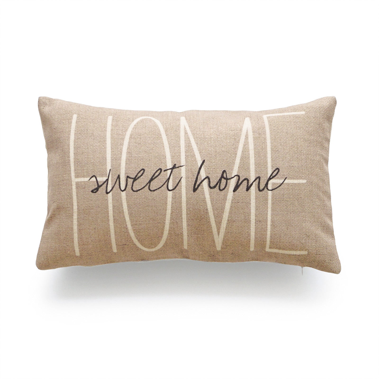 Rustic Home Sweet Home Lumbar Pillow Cover, Tan, 12"x20"