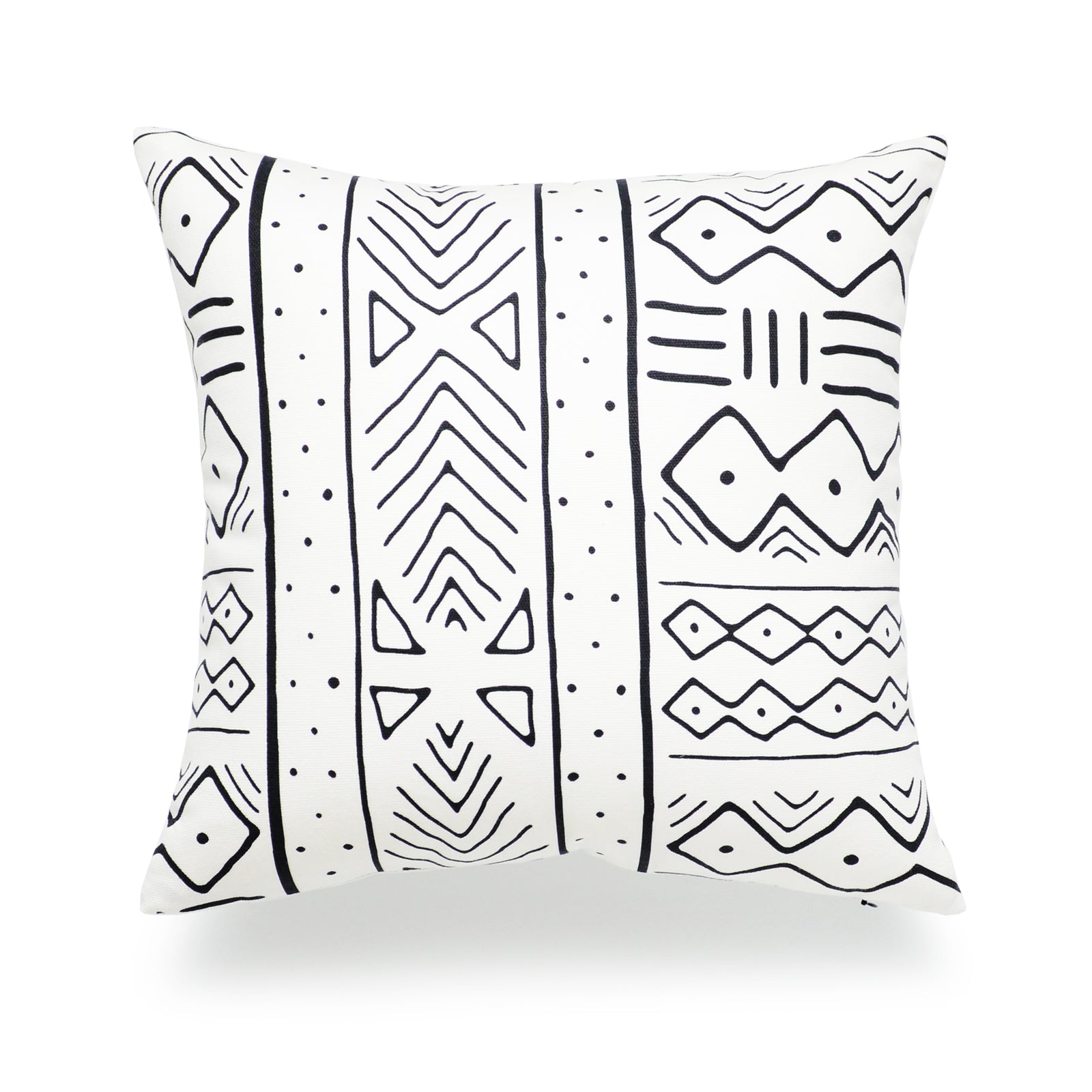 Mud Cloth Pillow Cover, Arrows And Stripes, Natural, Single Sided, 18" X 18"