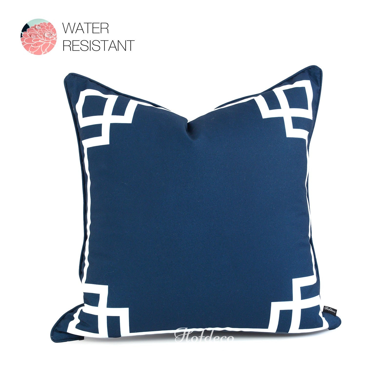 Navy Blue Outdoor Pillow Cover, Greek Key, 20"x20"