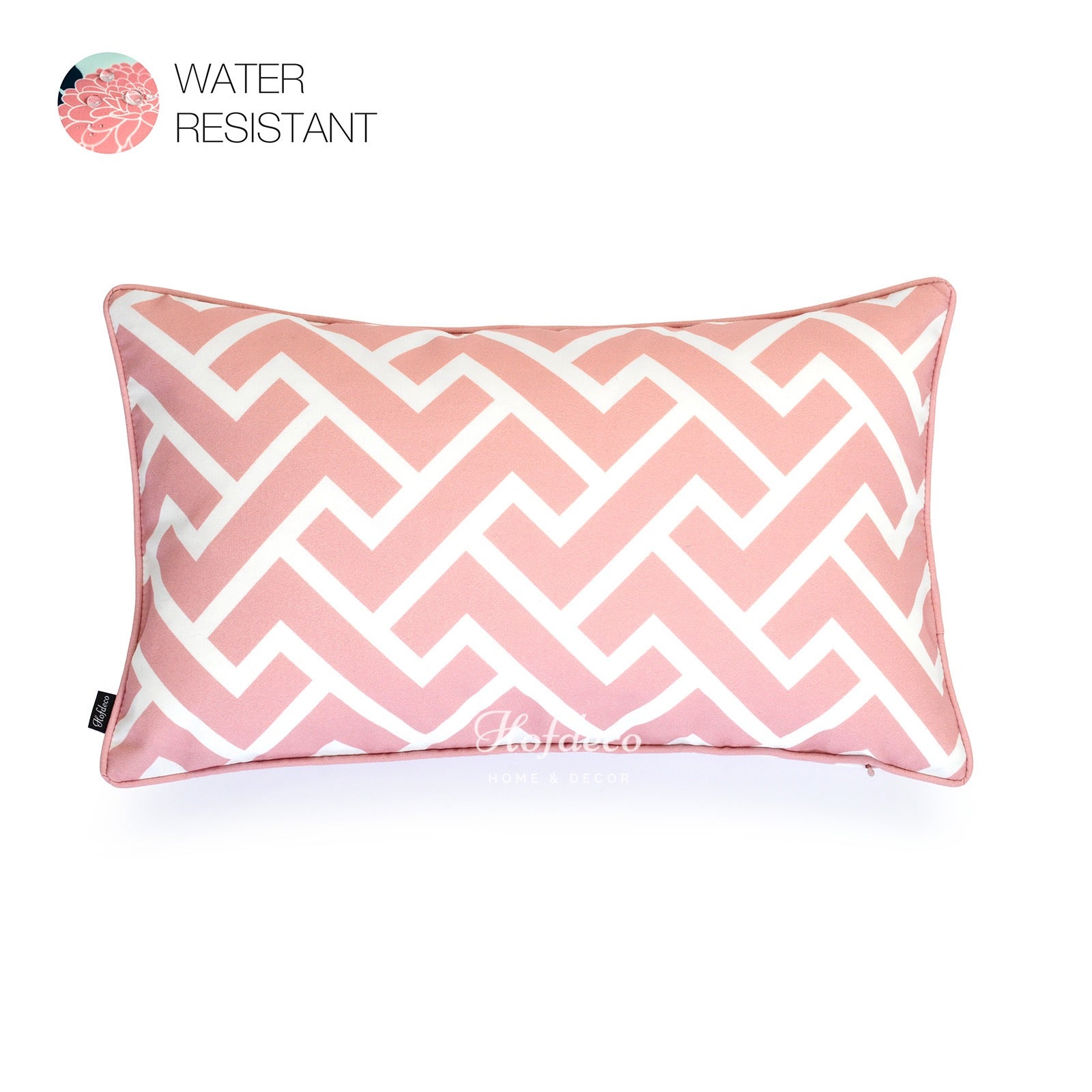 Pink Outdoor Lumbar Pillow Cover, Maze, 12"x20"