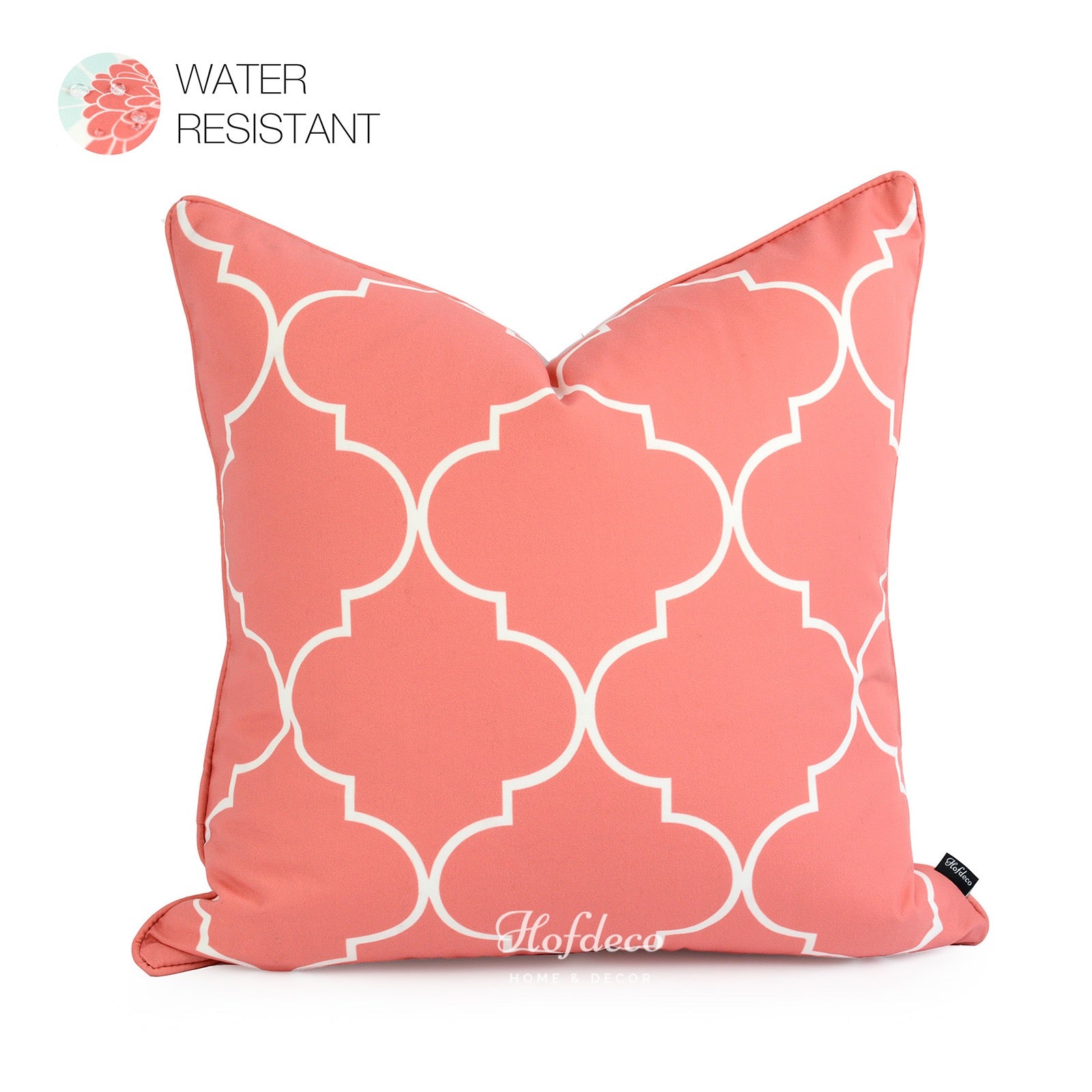 Coral Pink Outdoor Pillow Cover, Moroccan, 20"x20"