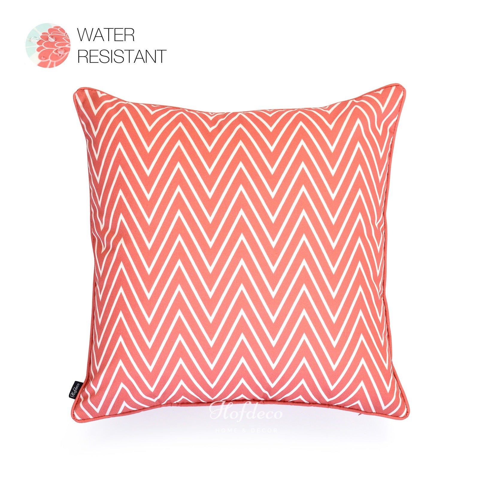 Coral Pink Outdoor Pillow Cover, Chevron , 18"x18"