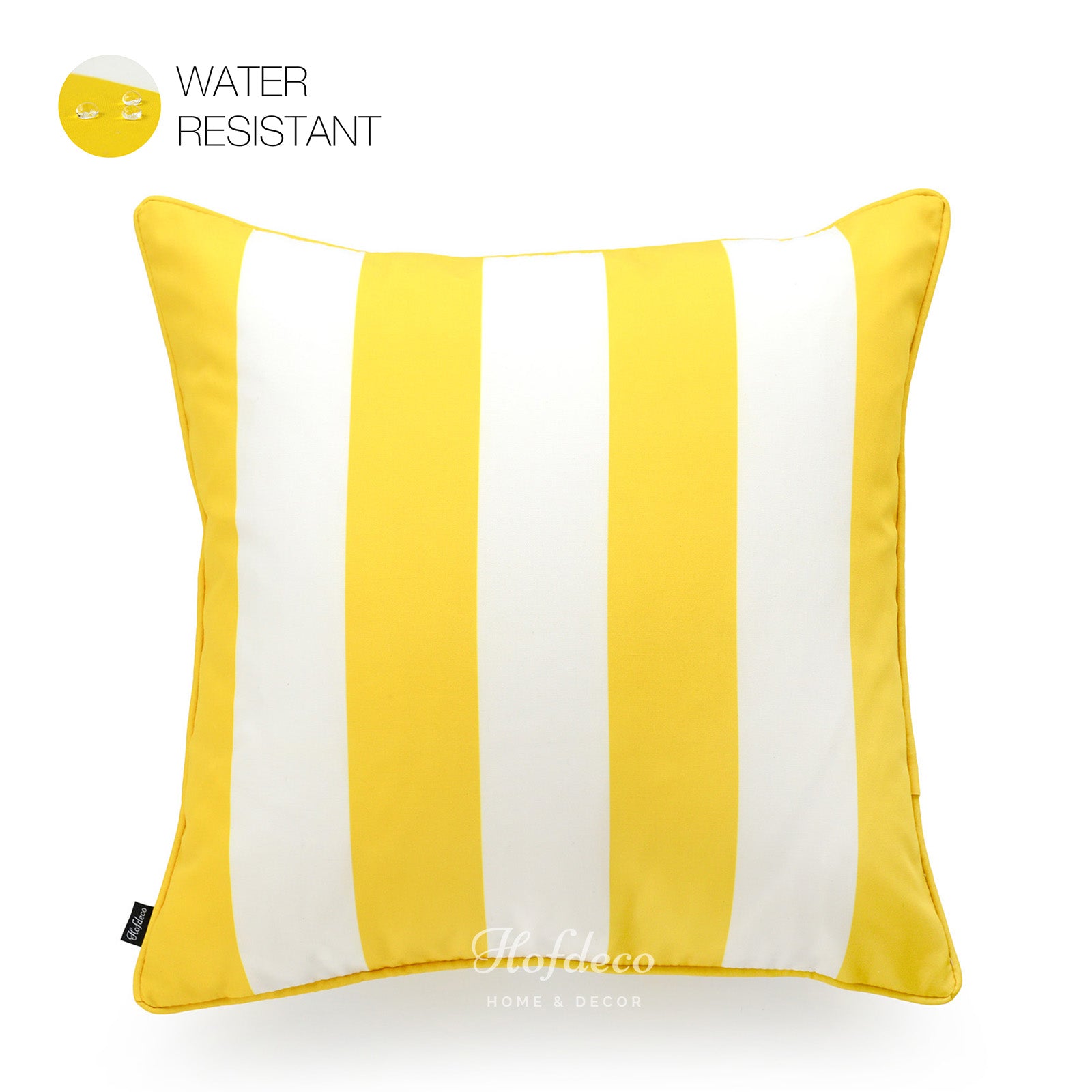 Yellow Outdoor Pillow Cover, Stripes, 18"x18"