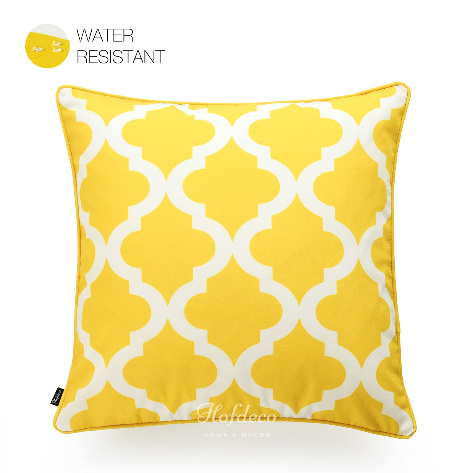 Yellow Outdoor Pillow Cover, Moroccan, 18"x18"
