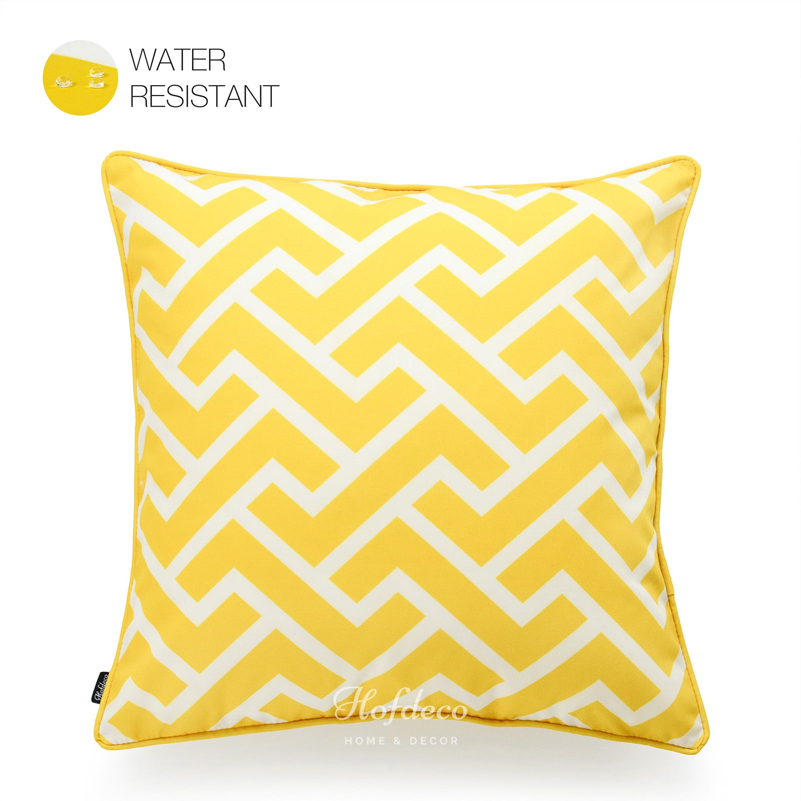 Yellow Outdoor Pillow Cover, City Maze, 18"x18"