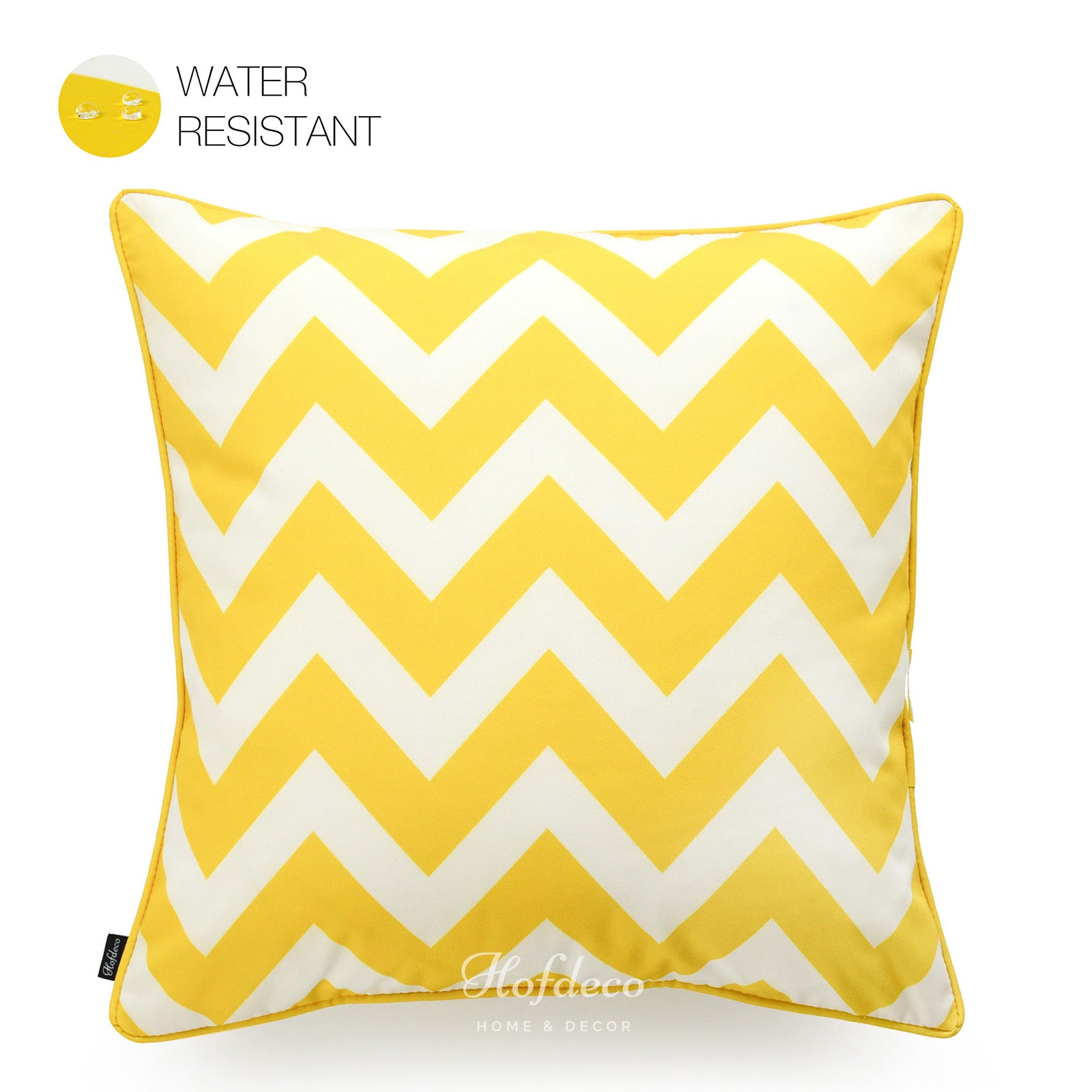Yellow Outdoor Pillow Cover, Chevron, 18"x18"
