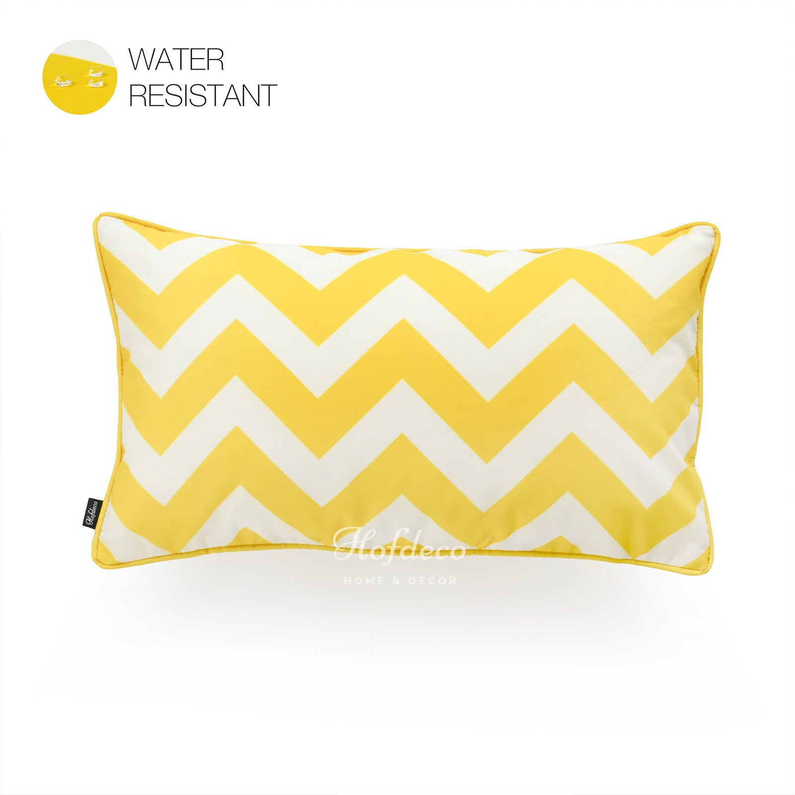 Yellow Outdoor Lumbar Pillow Cover, Chevron, 12"x20"