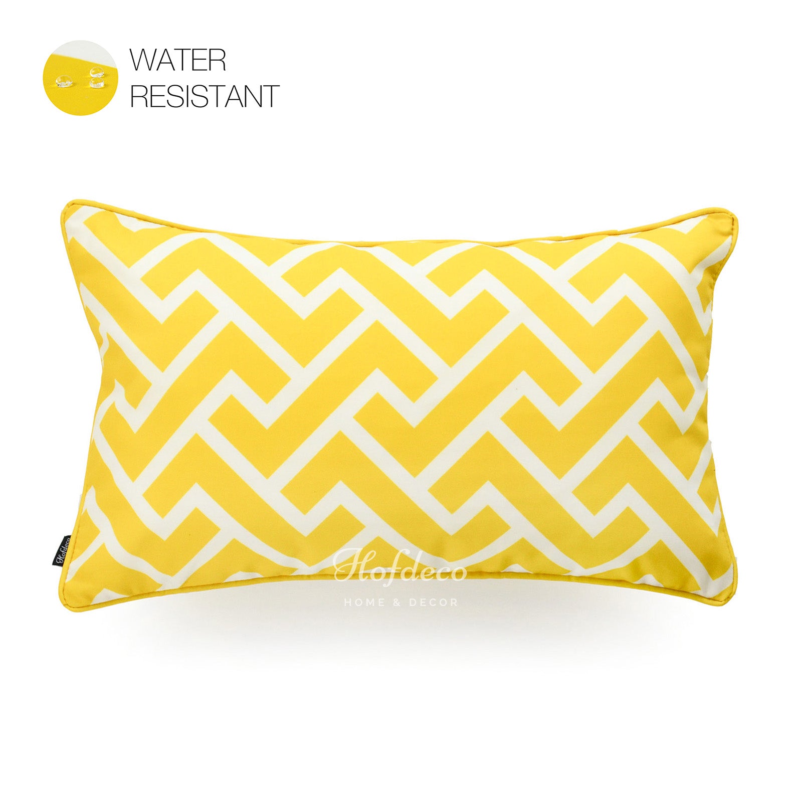 Yellow Outdoor Lumbar Pillow Cover, City Maze, 12"x20"
