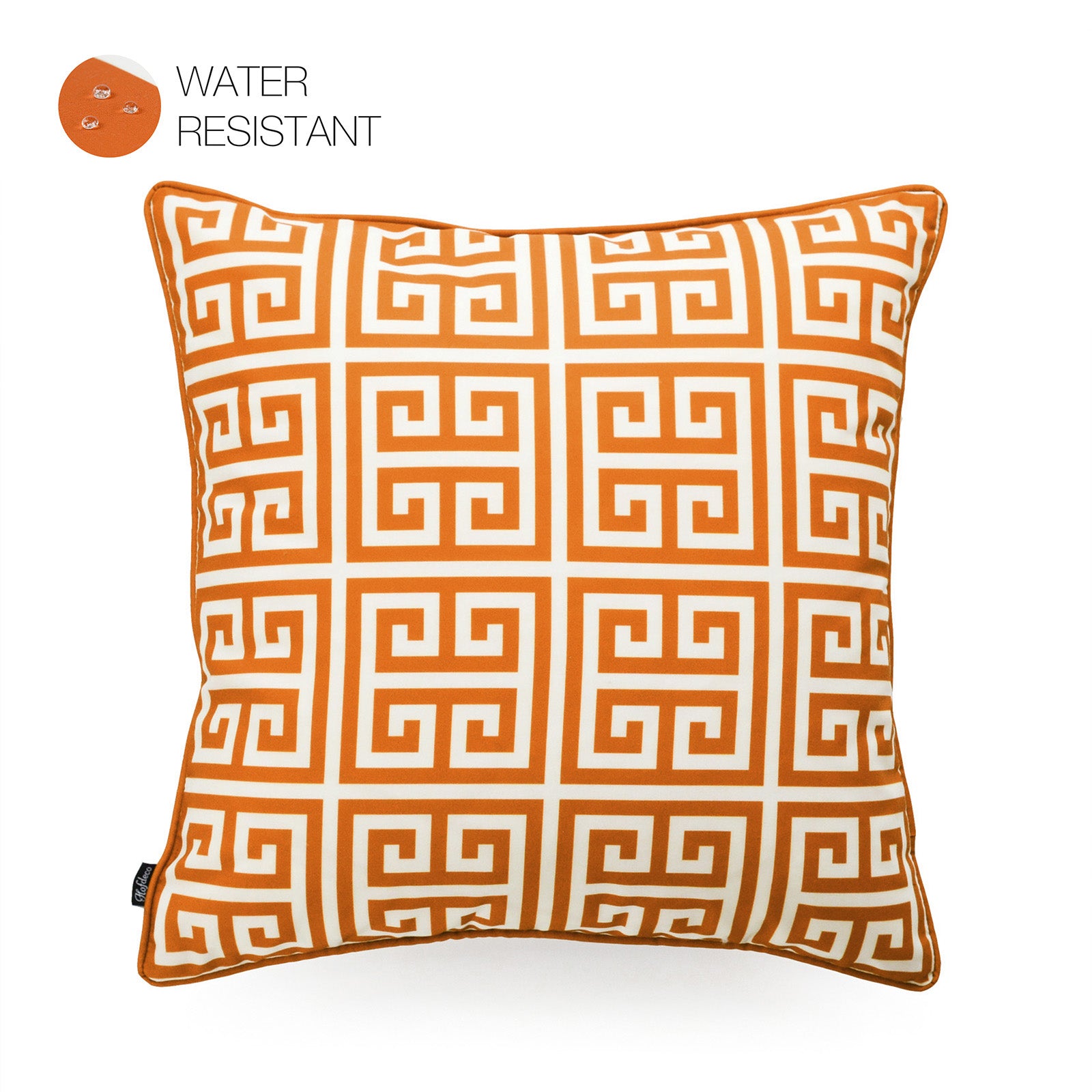 Orange Outdoor Pillow Cover, Greek Key, 18"x18"