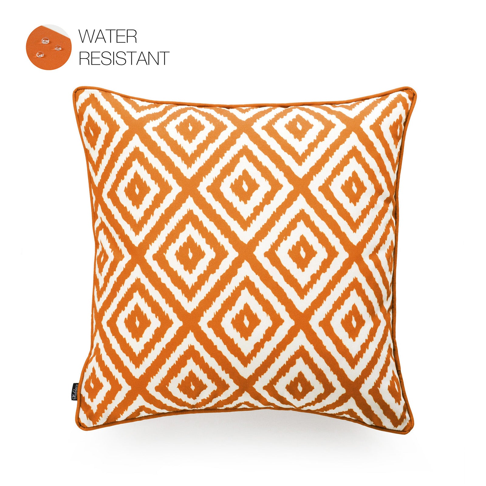 Orange Outdoor Pillow Cover, Ikat Diamond, 18"x18"