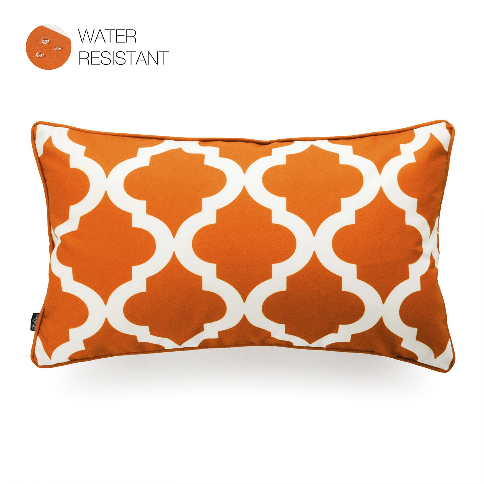 Orange Outdoor Lumbar Pillow Cover, Moroccan, 12"x20"