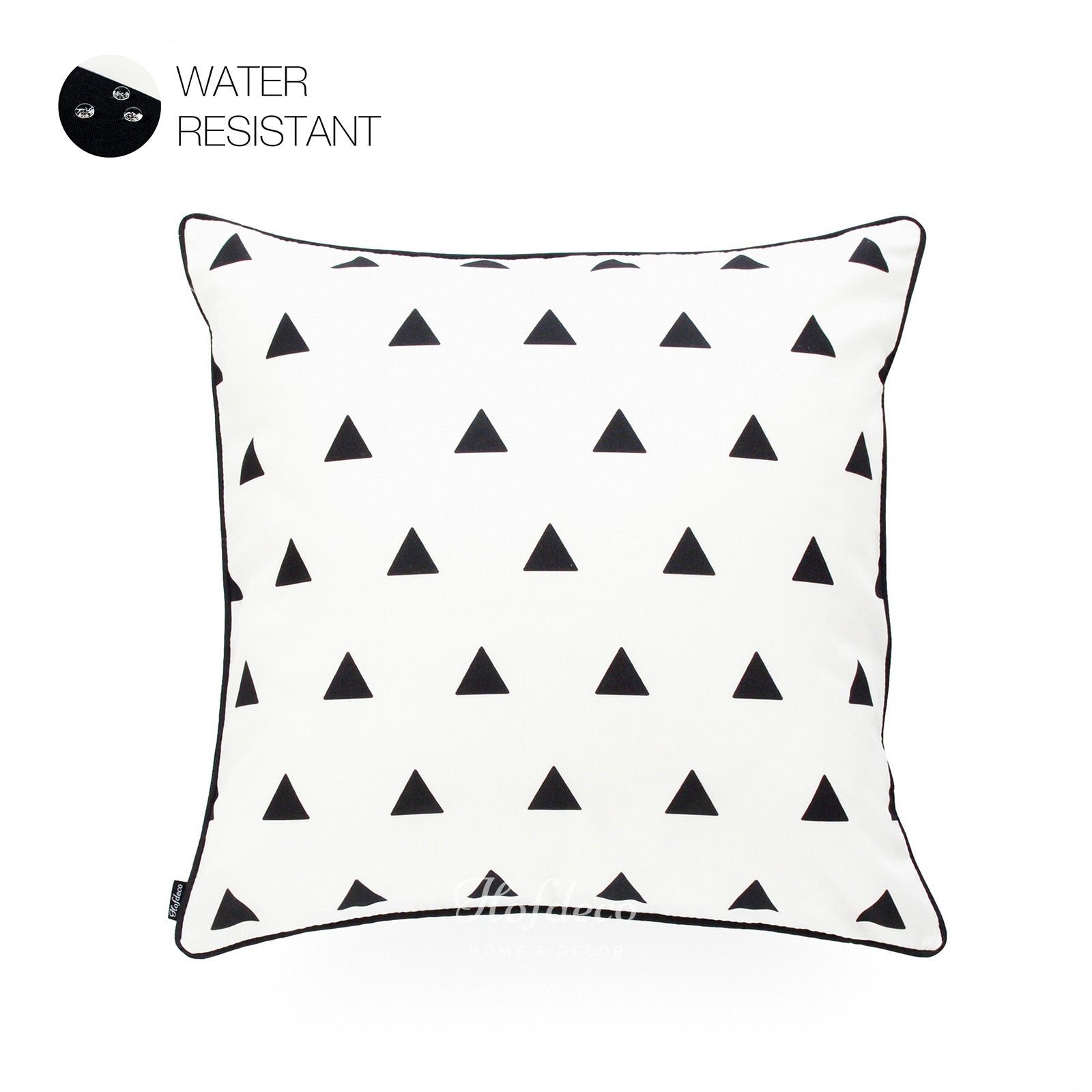 Black And White Outdoor Pillow Cover, Triangles, 18"x18"