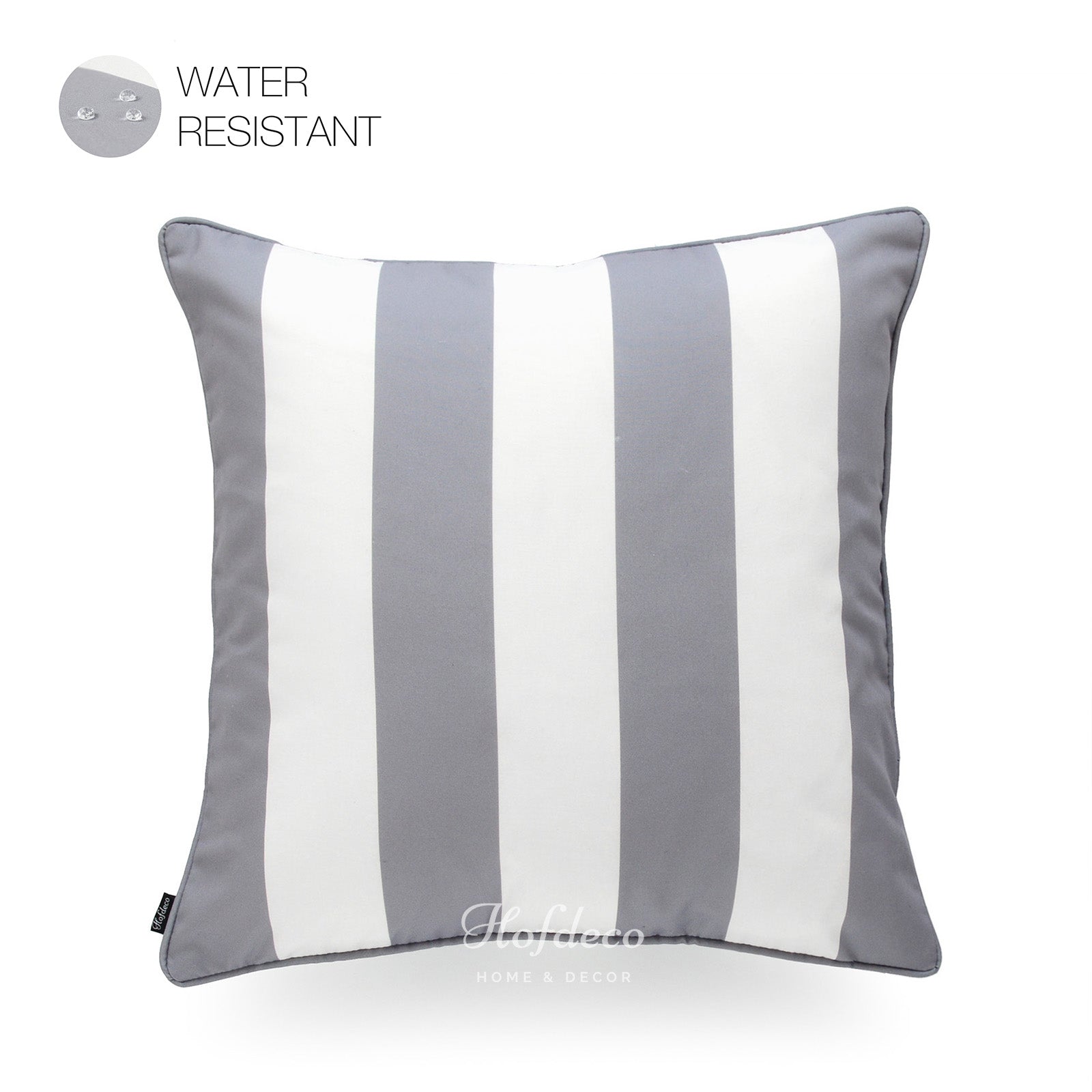 Gray Outdoor Pillow Cover, Stripes, 18"x18"