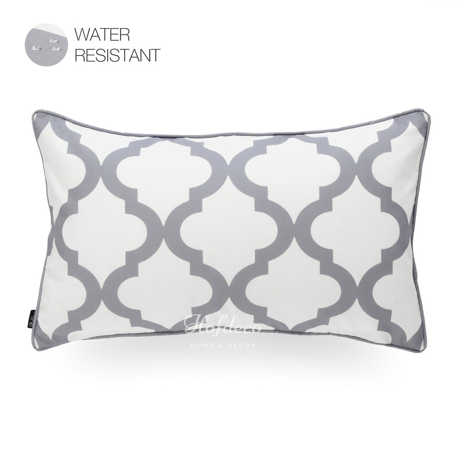 grey and white decorative pillows