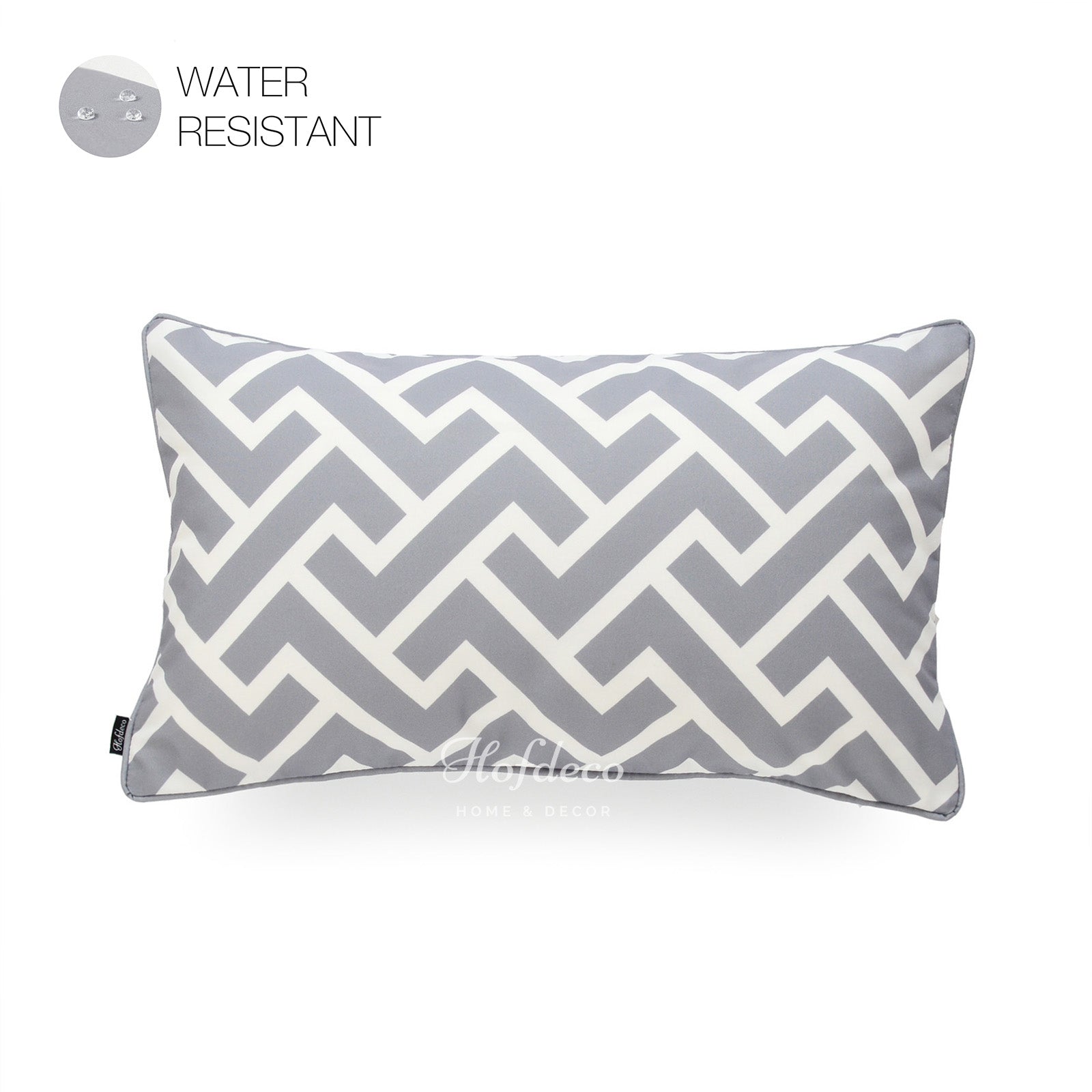 Gray Outdoor Lumbar Pillow Cover, City Maze, 12"x20"
