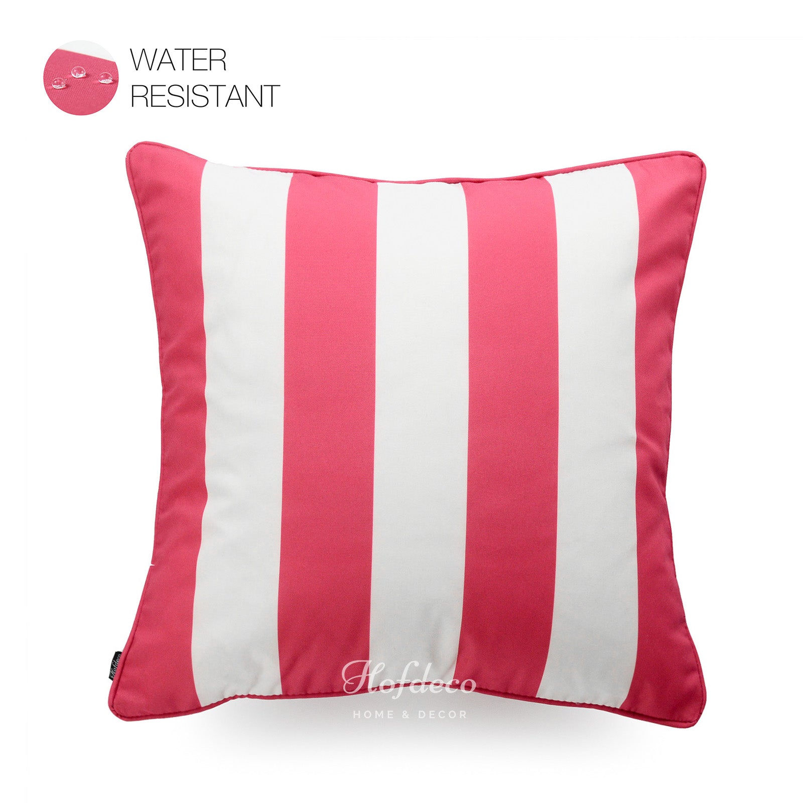 Hot Pink Outdoor Pillow Cover, Stripes, 18"x18"