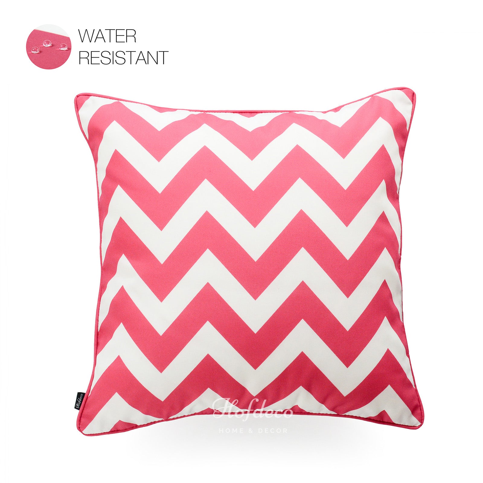 Hot Pink Outdoor Pillow Cover, Chevron, 18"x18"