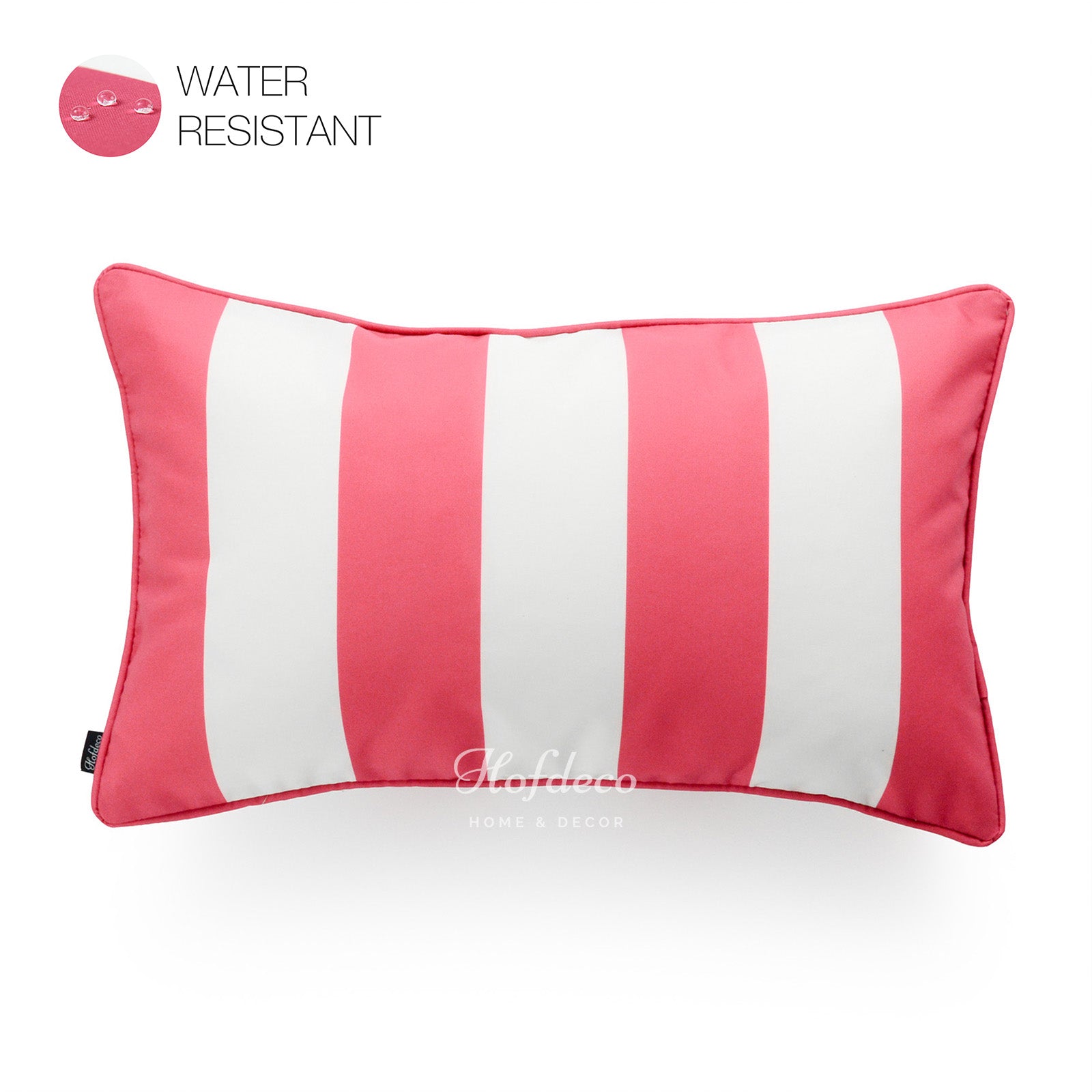 Hot Pink Outdoor Lumbar Pillow Cover, Stripes, 12"x20"