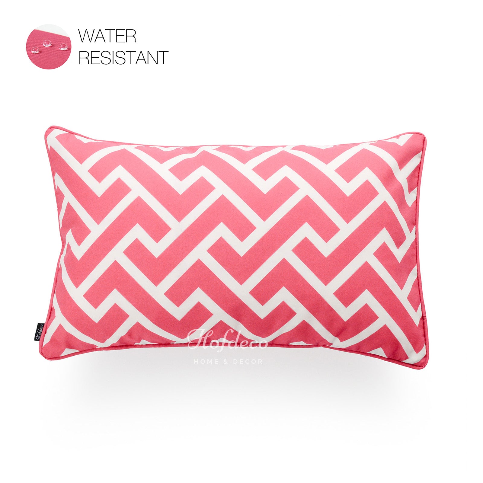 Hot Pink Outdoor Lumbar Pillow Cover, City Maze, 12"x20"