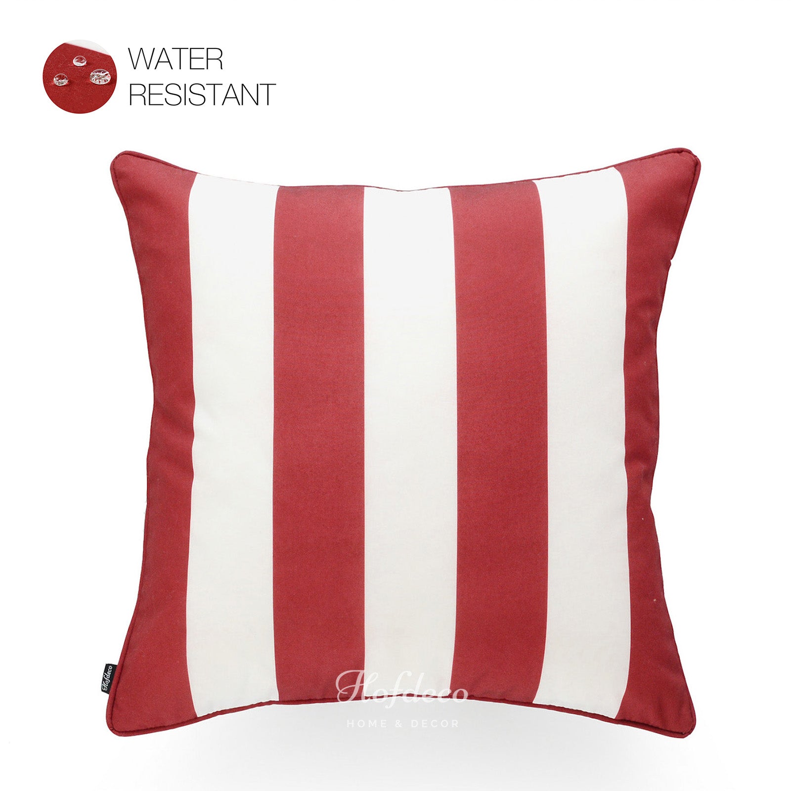 Red Outdoor Pillow Cover, Stripes, 18"x18"