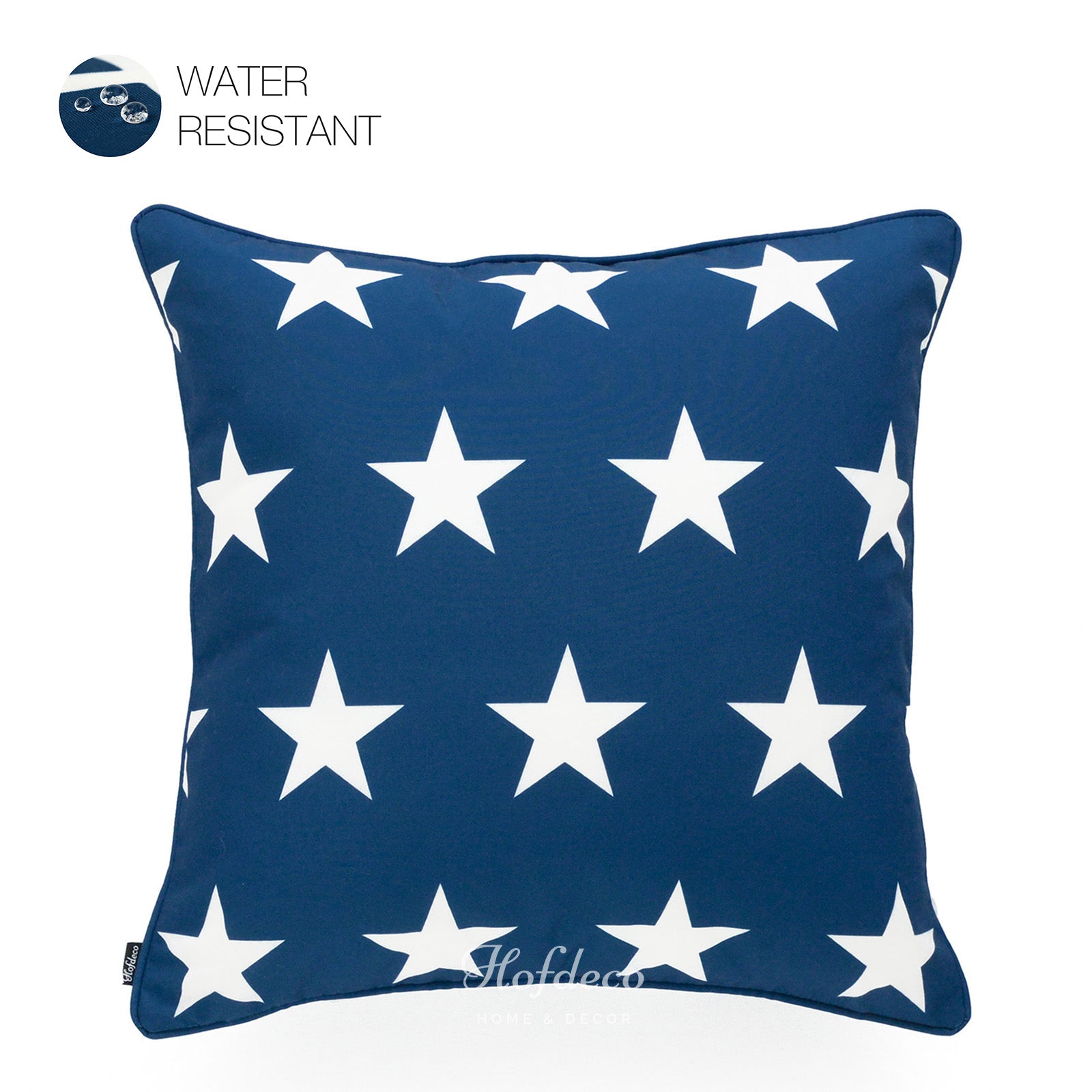Navy Blue Outdoor Pillow Cover, Stars, 18"x18"