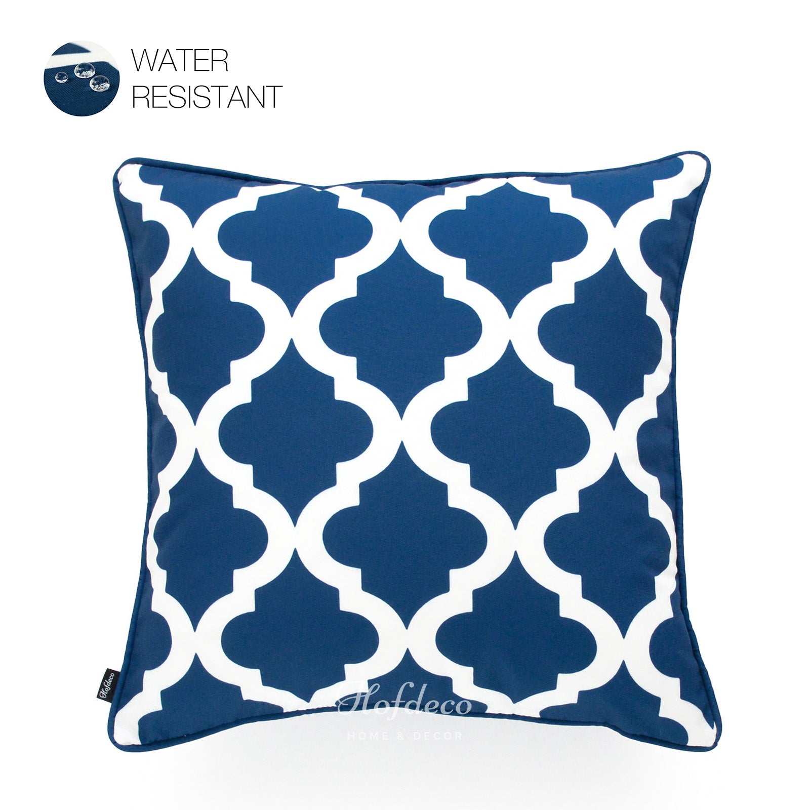 Navy Blue Outdoor Pillow Cover, Moroccan, 18"x18"