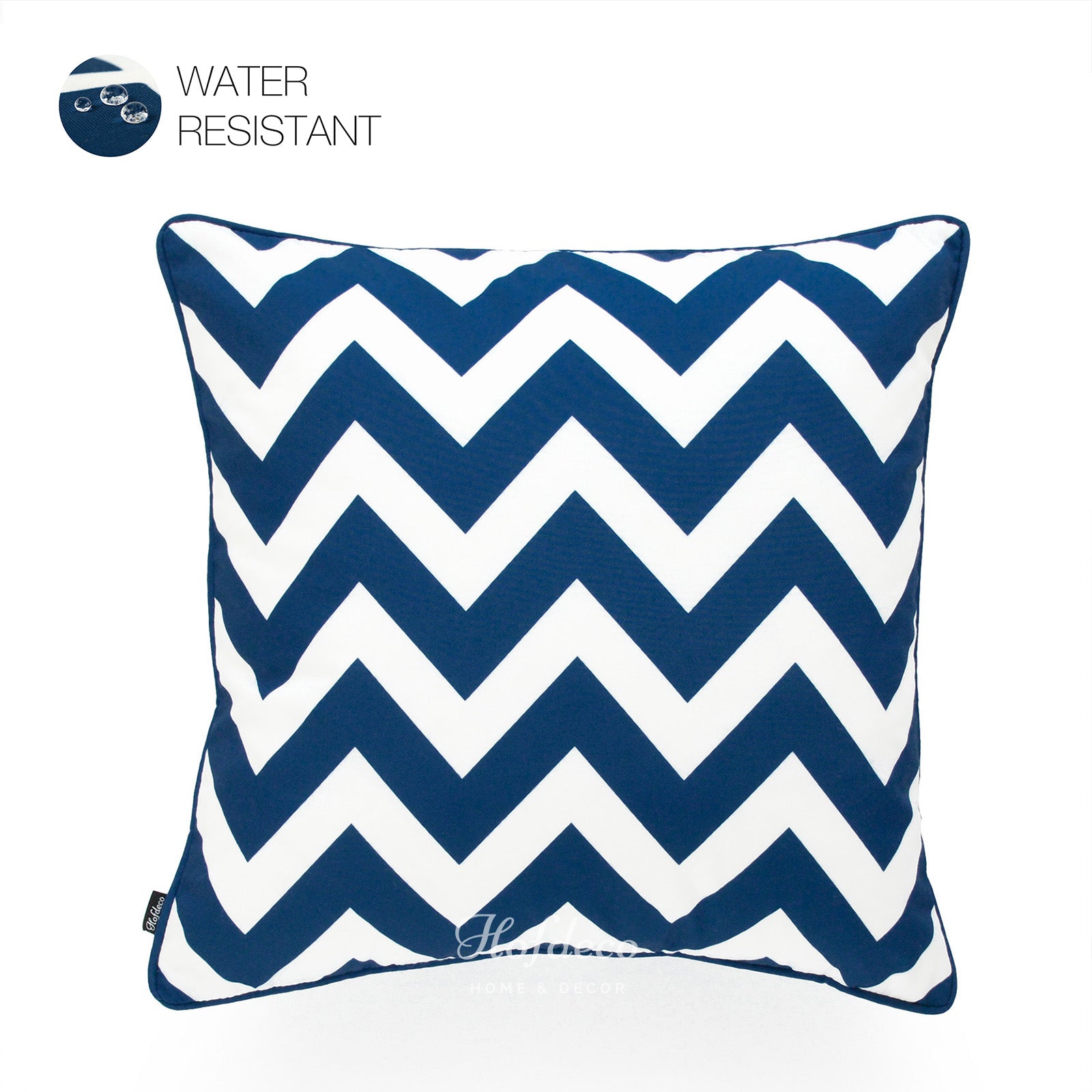 Navy Blue Outdoor Pillow Cover, Chevron, 18"x18"