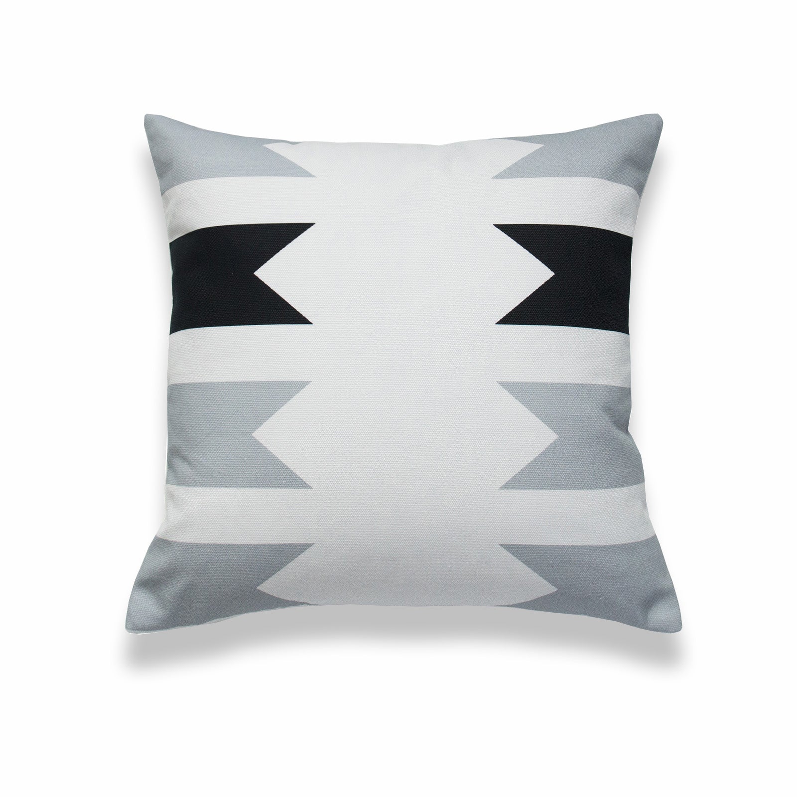 Aztec Print Pillow Cover, Geometric, Black White Gray, 18"x18"
