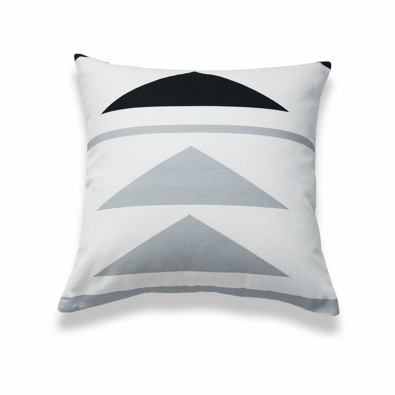 Aztec Print Pillow Cover, Triangle, Black White Gray, 18"x18"