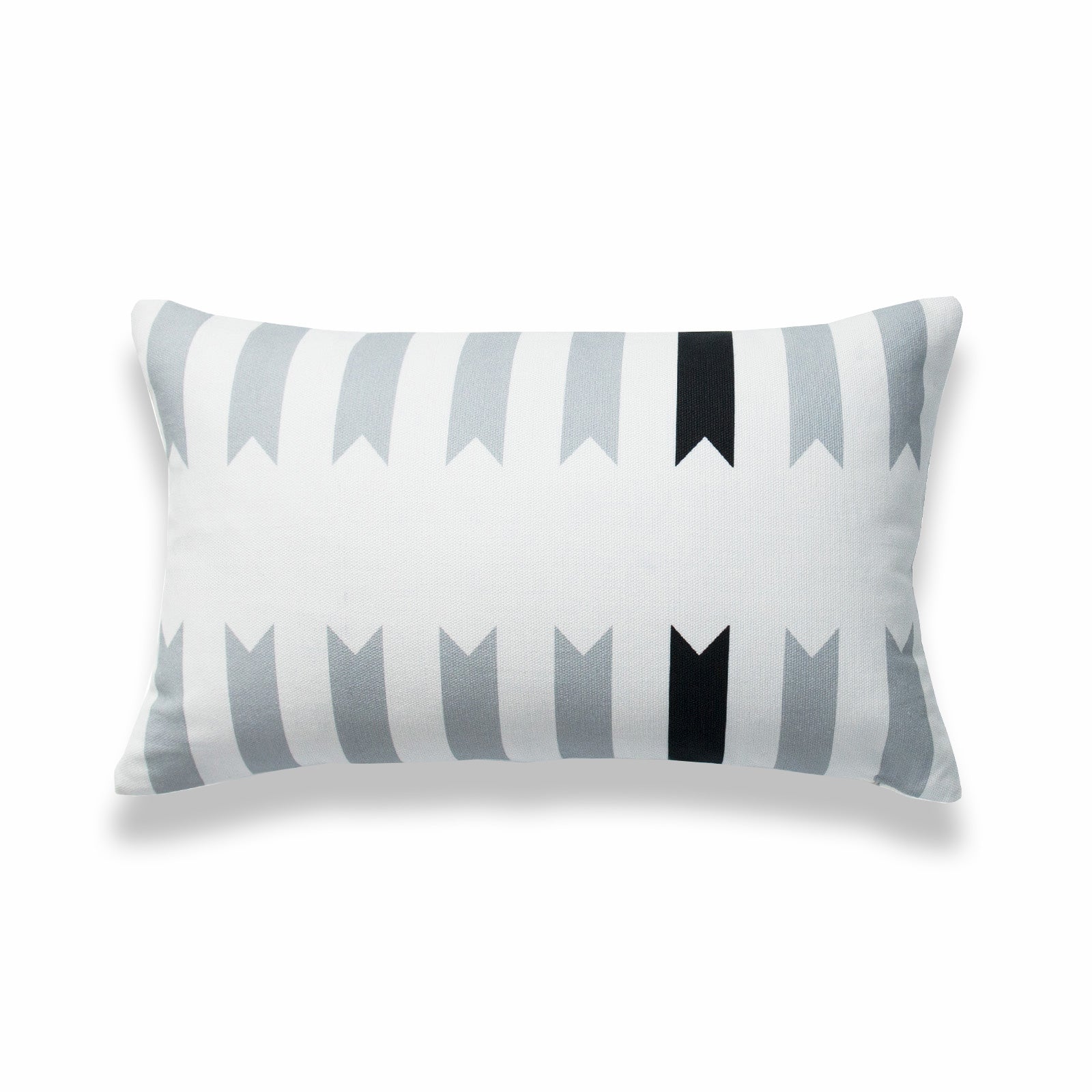Aztec Print Lumbar Pillow Cover, Geometric, Black White Gray, 12"x20"