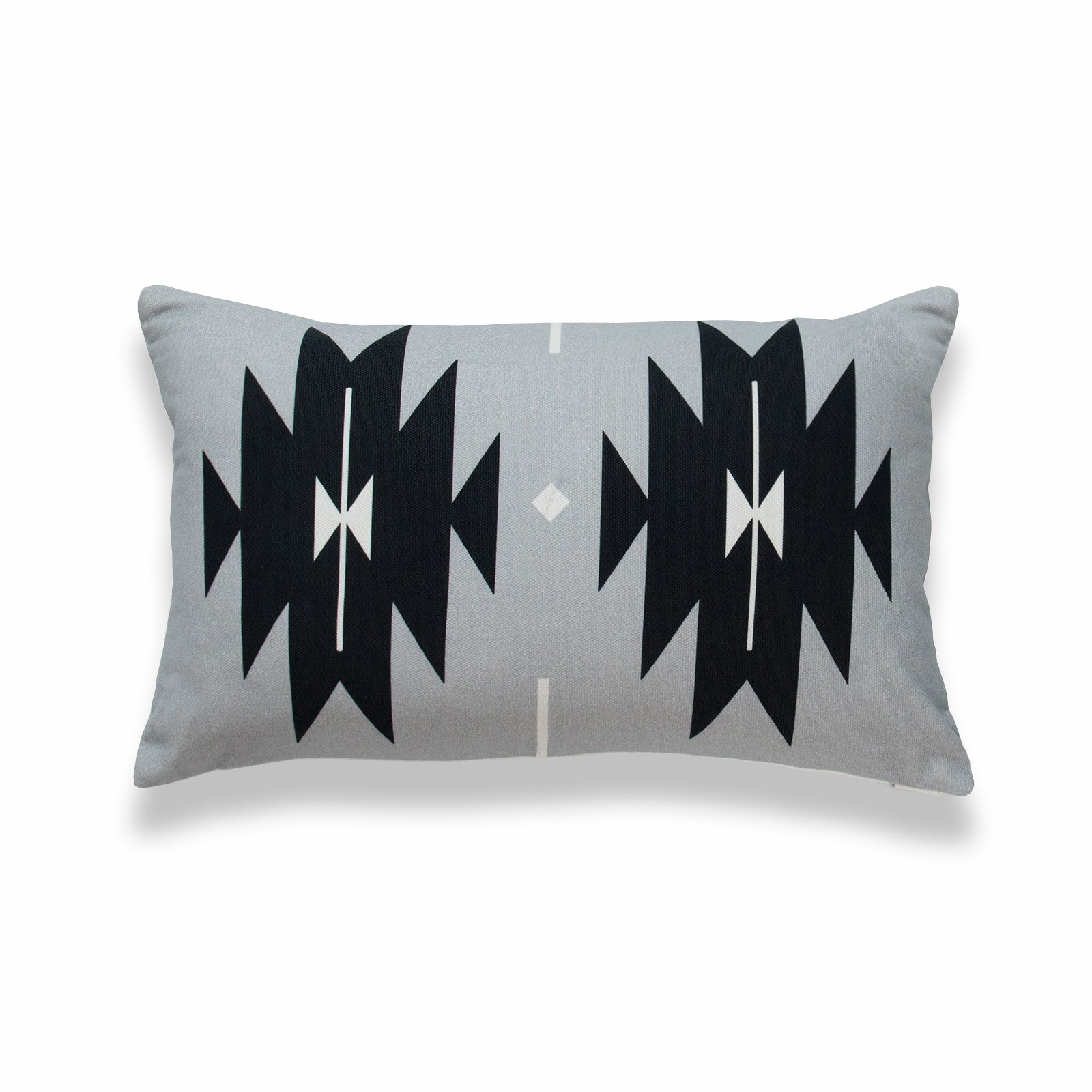 Aztec Print Lumbar Pillow Cover, Diamond, Gray Black, 12"x20"