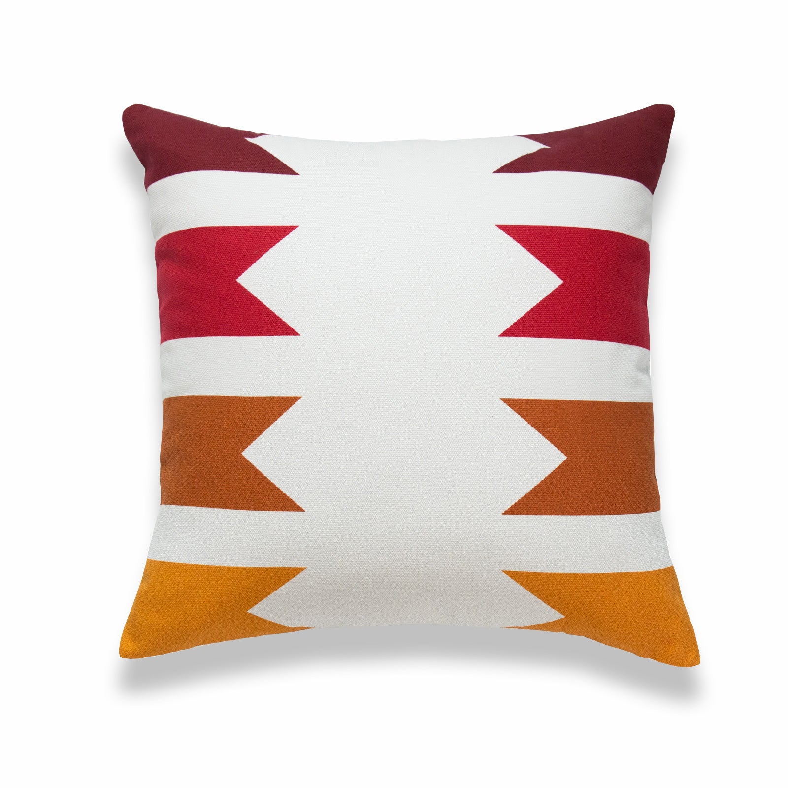 Aztec Print Pillow Cover, Geometric, Dark Red Maple Yellow, 18"x18"