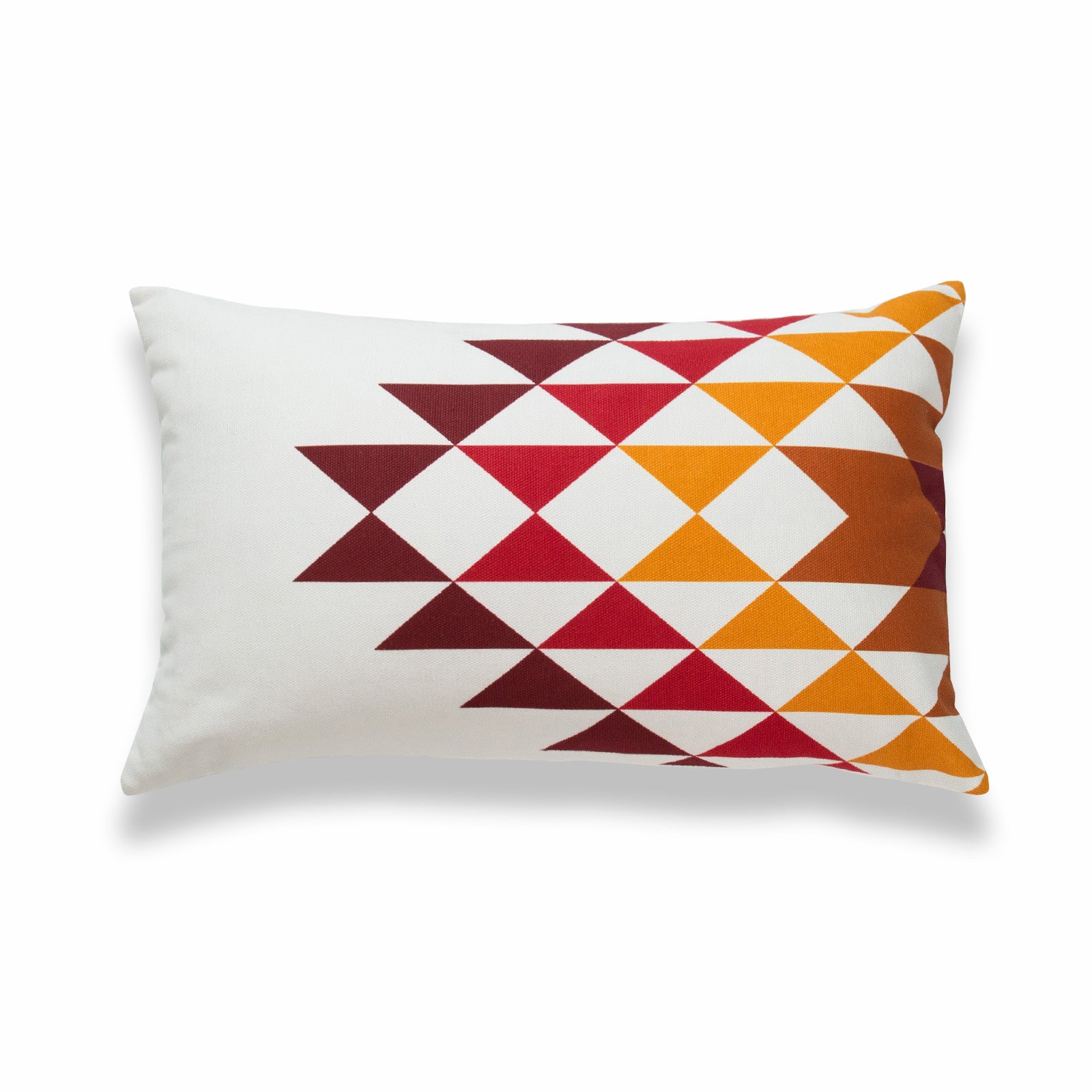 Aztec Print Lumbar Pillow Cover, Diamond, Dark Red Maple Yellow, 12"x20"
