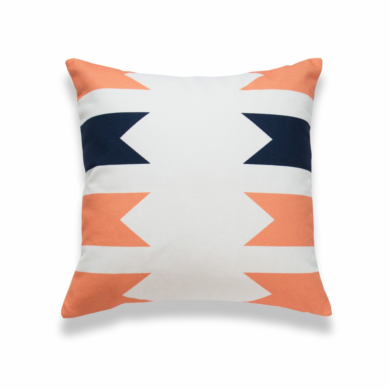 Aztec Print Pillow Cover, Geometric, Navy Blue Coral Orange, 18"x18"