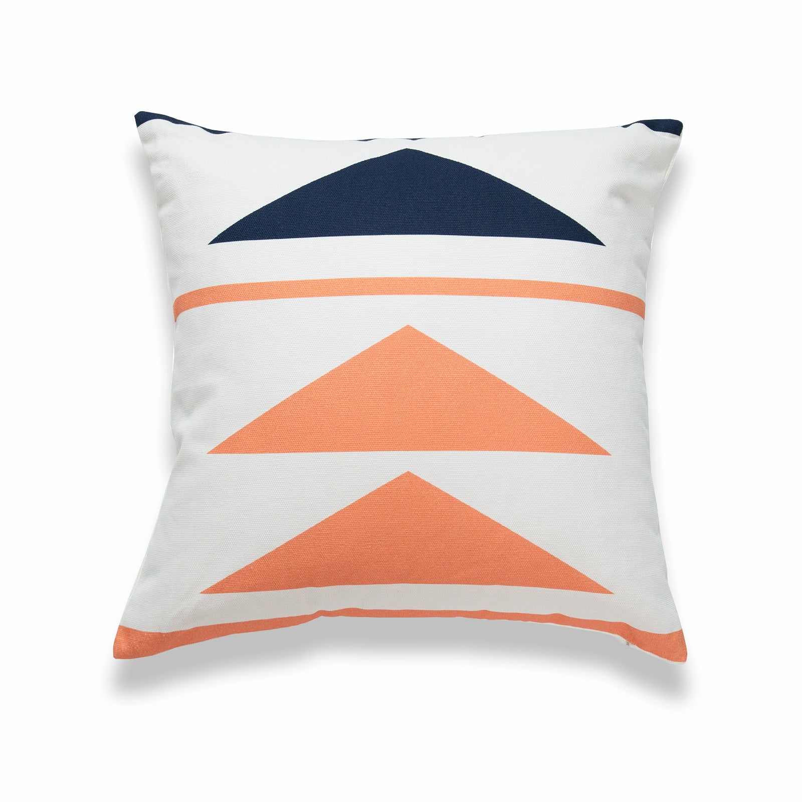 Aztec Print Pillow Cover, Triangle, Navy Blue Coral Orange, 18"x18"