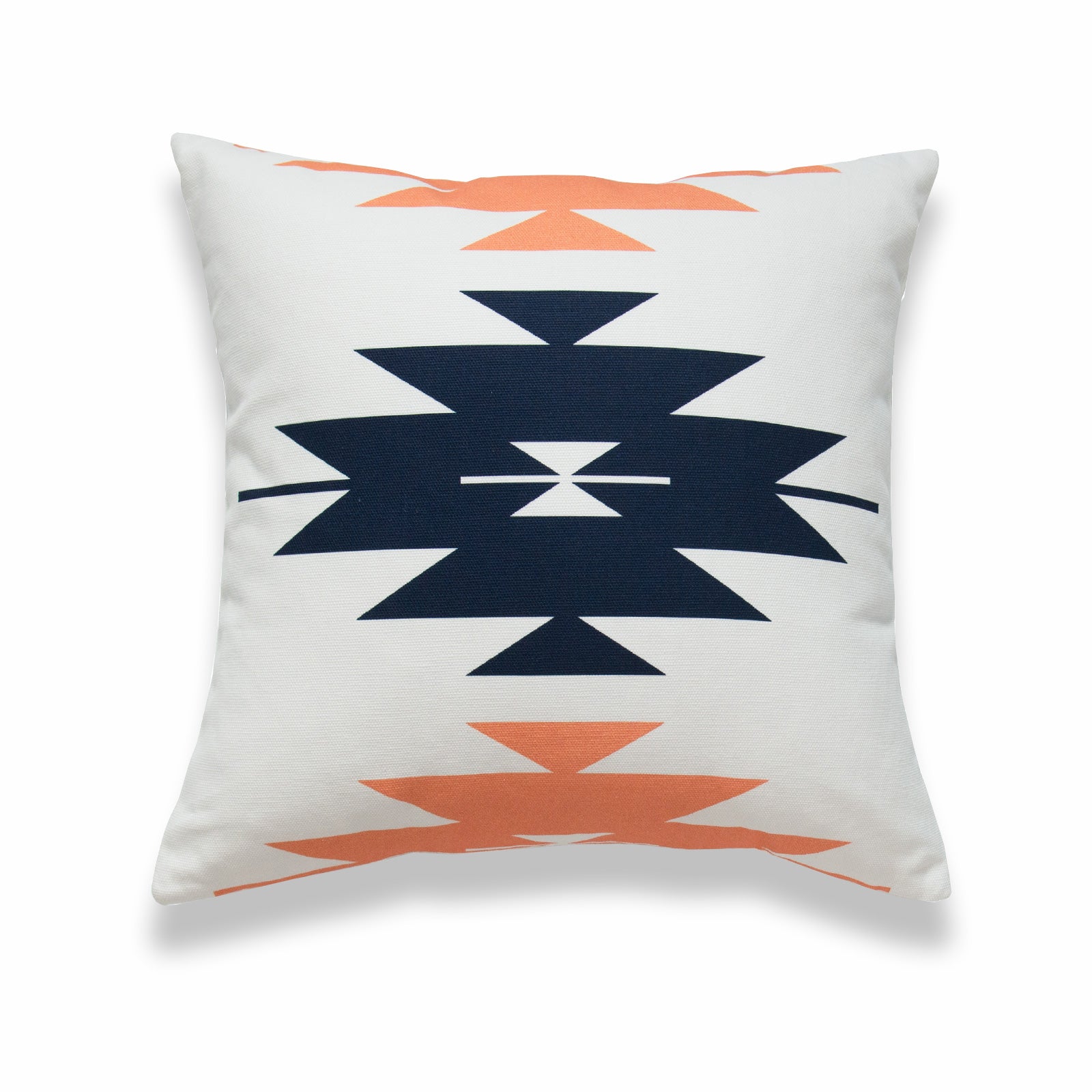 Aztec Print Pillow Cover, Diamond, Navy Blue Coral Orange, 18"x18"