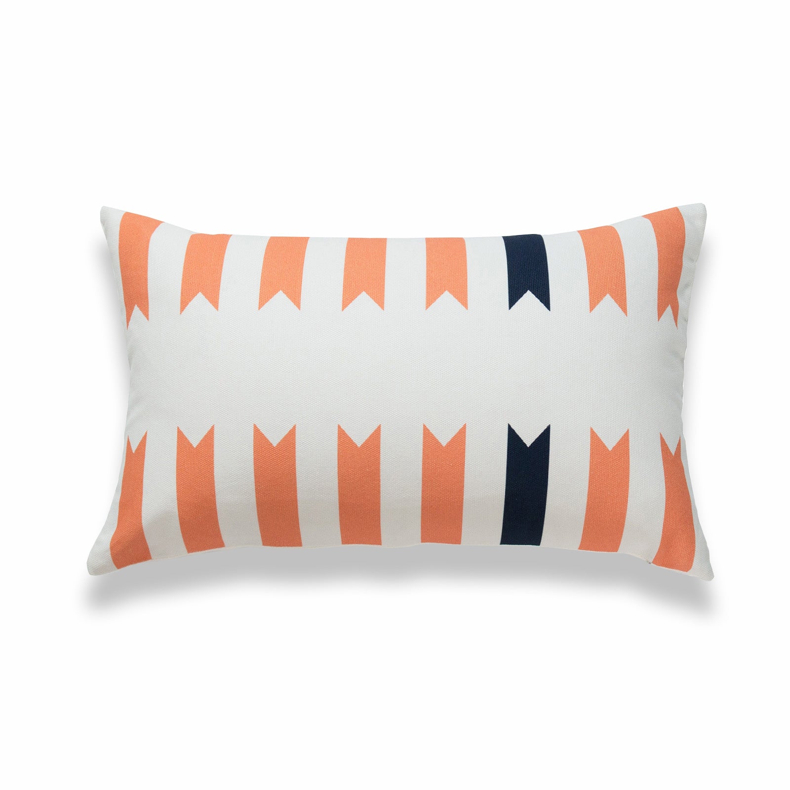 Aztec Print Lumbar Pillow Cover, Geometric, Navy Blue Coral Orange, 12"x20"