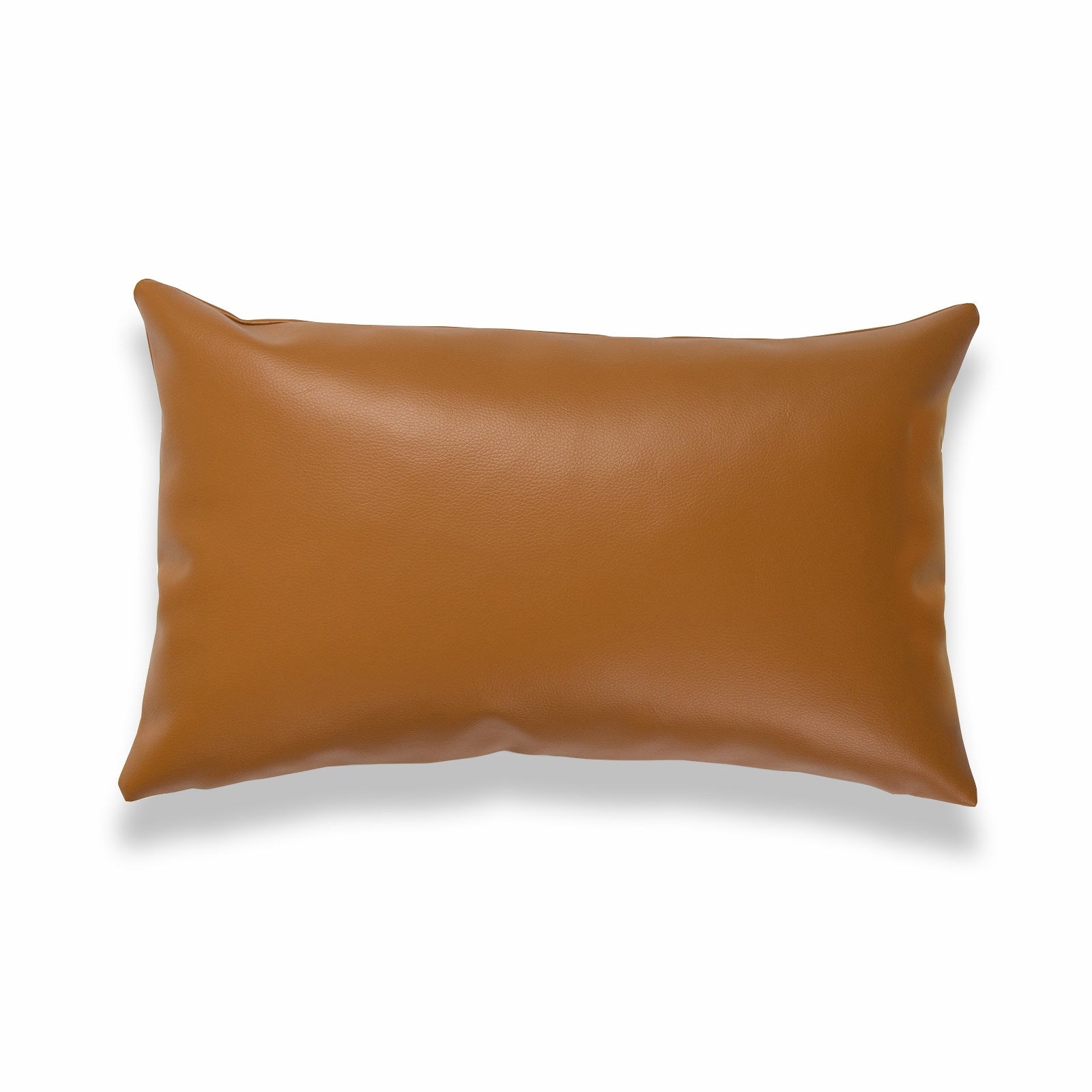 Faux Leather Lumbar Pillow Cover, Modern Design, Camel, 12"x20"